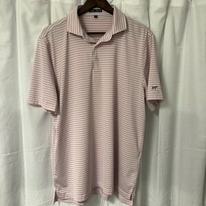 Southern Point Co Striped Short Sleeve Performance 3 Button Polo Shirt Large EC
